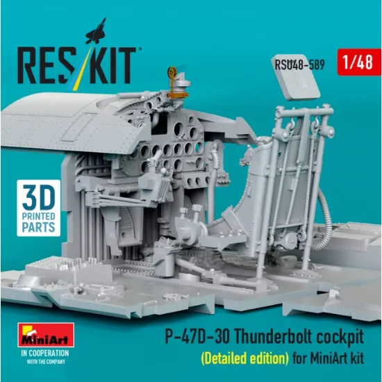 Reskit Rsu48-0589 1/48 P-47d-30 Thunderbolt Cockpit Detailed Edition For Miniart Kit 3d Printed