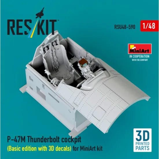 Reskit Rsu48-0590 1/48 P-47m Thunderbolt Cockpit Basic Edition With 3d Decals For Miniart Kit 3d Printed