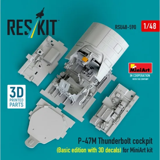 Reskit Rsu48-0590 1/48 P-47m Thunderbolt Cockpit Basic Edition With 3d Decals For Miniart Kit 3d Printed