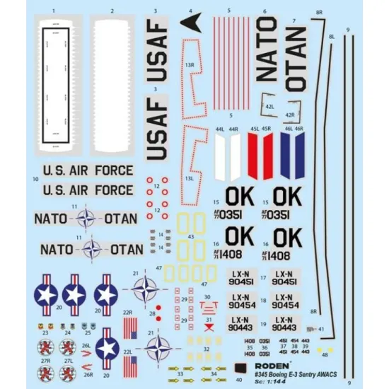 Roden 345 1/144 Boeing E-3 Sentry Awacs Plastic Model Aircraft