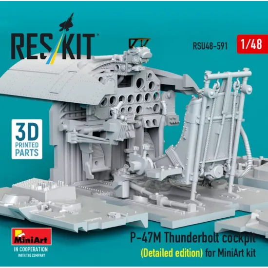 Reskit Rsu48-0591 1/48 P-47m Thunderbolt Cockpit Detailed Edition For Miniart Kit 3d Printed