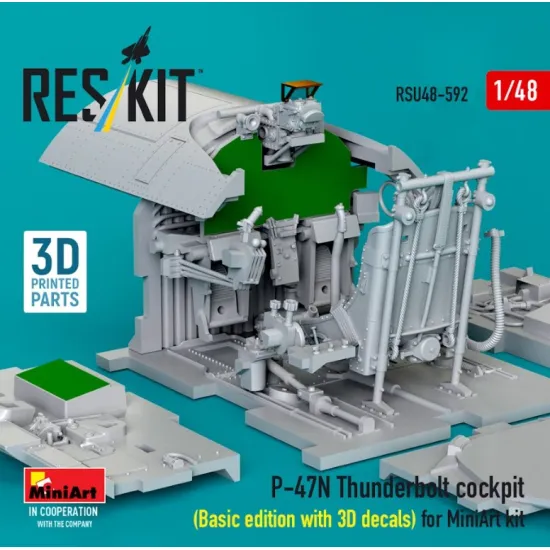Reskit Rsu48-0592 1/48 P-47n Thunderbolt Cockpit Basic Edition With 3d Decals For Miniart Kit 3d Printed
