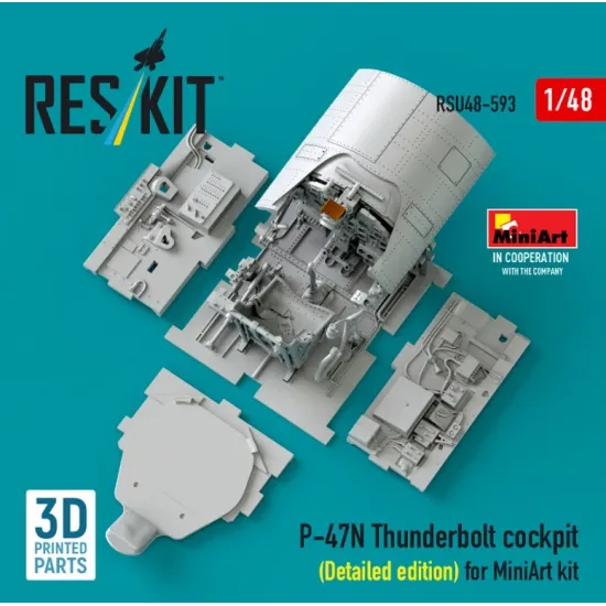 Reskit Rsu48-0593 1/48 P-47n Thunderbolt Cockpit Detailed Edition For Miniart Kit 3d Printed