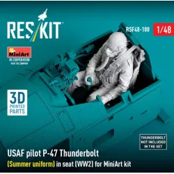 Reskit Rsf48-0100 1/48 Usaf Pilot P-47 Thunderbolt Summer Uniform In Seat Ww2 For Miniart Kit 3d Printed