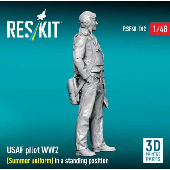 Reskit Rsf48-0102 1/48 Usaf Pilot Ww2 Summer Uniform In A Standing Position 3d Printed