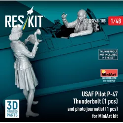 Reskit Rsf48-0108 1/48 Usaf Pilot P-47 Thunderbolt 1 Pcs And Photo Journalist 1 Pcs For Miniart Kit 3d Printed