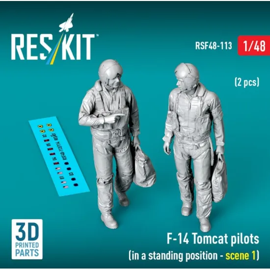 Reskit Rsf48-0113 1/48 F-14 Tomcat Pilots In A Standing Position - Scene 1 2 Pcs 3d Printed