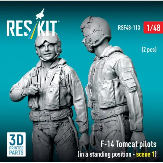 Reskit Rsf48-0113 1/48 F-14 Tomcat Pilots In A Standing Position - Scene 1 2 Pcs 3d Printed