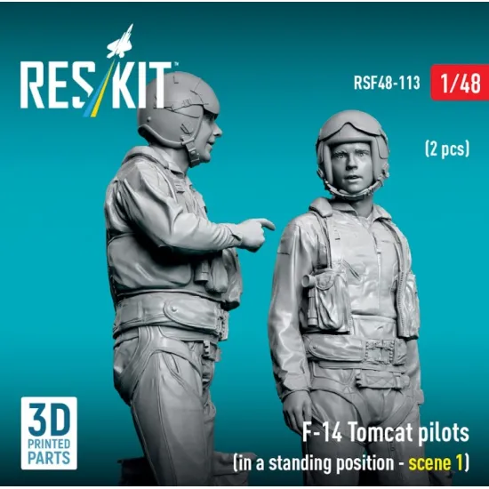 Reskit Rsf48-0113 1/48 F-14 Tomcat Pilots In A Standing Position - Scene 1 2 Pcs 3d Printed