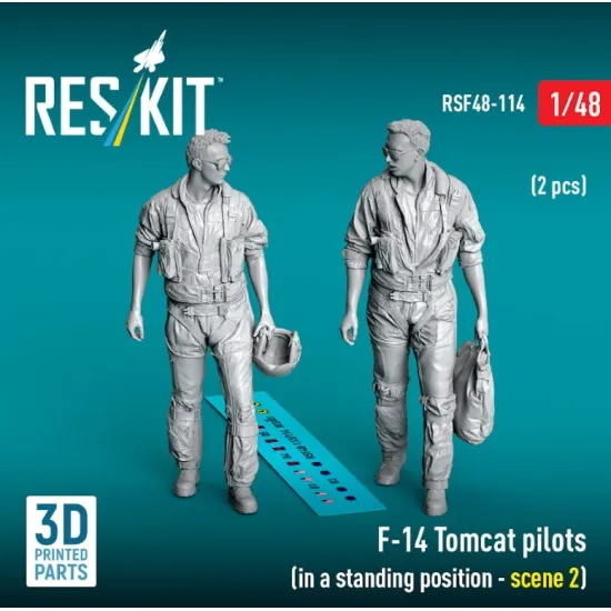 Reskit Rsf48-0114 1/48 F-14 Tomcat Pilots In A Standing Position - Scene 2 2 Pcs 3d Printed