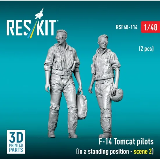 Reskit Rsf48-0114 1/48 F-14 Tomcat Pilots In A Standing Position - Scene 2 2 Pcs 3d Printed