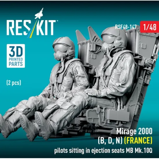 Reskit Rsf48-0147 1/48 Mirage 2000 B D N France Pilots Sitting In Ejection Seats Mb Mk 10q 2 Pcs 3d Printed