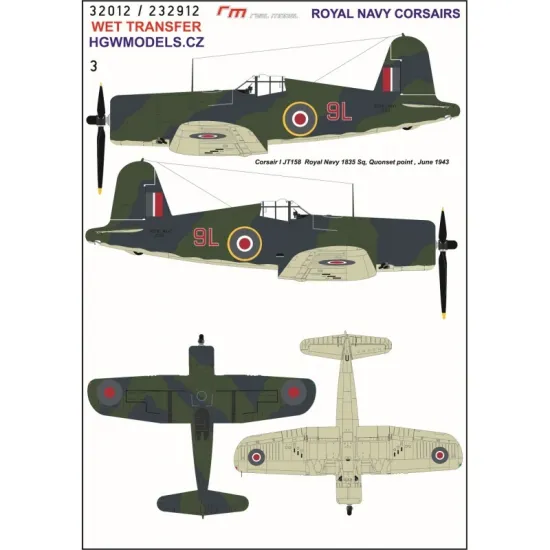 Hgw 232912 1/32 Royal Navy Corsairs Wet Decal