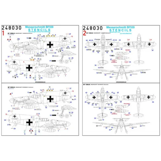 Hgw 248030 1/48 Bf109 Stencils Wet Decal