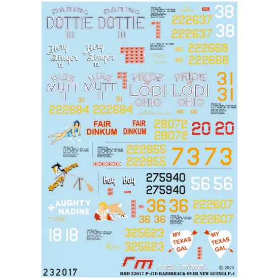 Hgw 233917 1/32 P-47d Over New Quinea Pt.4 Wet Decal