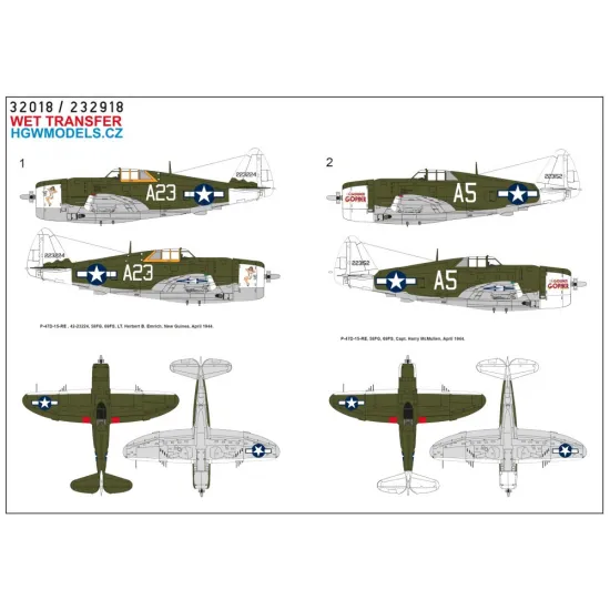Hgw 233918 1/32 P-47d 58th Over New Guinea Wet Decal