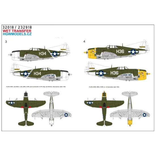 Hgw 233918 1/32 P-47d 58th Over New Guinea Wet Decal