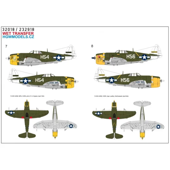 Hgw 233918 1/32 P-47d 58th Over New Guinea Wet Decal