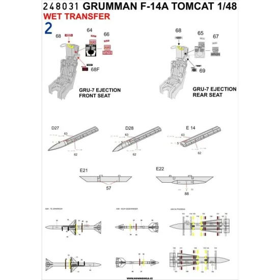 Hgw 248031 1/48 F-14 Tomcat Stencils And Rbf Wet Decal