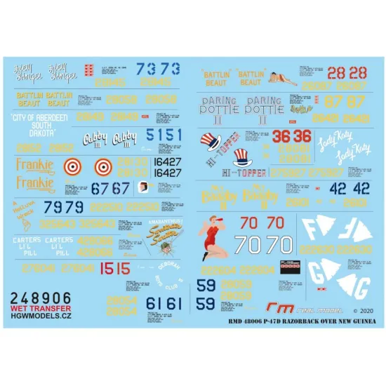 Hgw 248906 1/48 P-47 D Razorback Over New Guinea Wet Decal