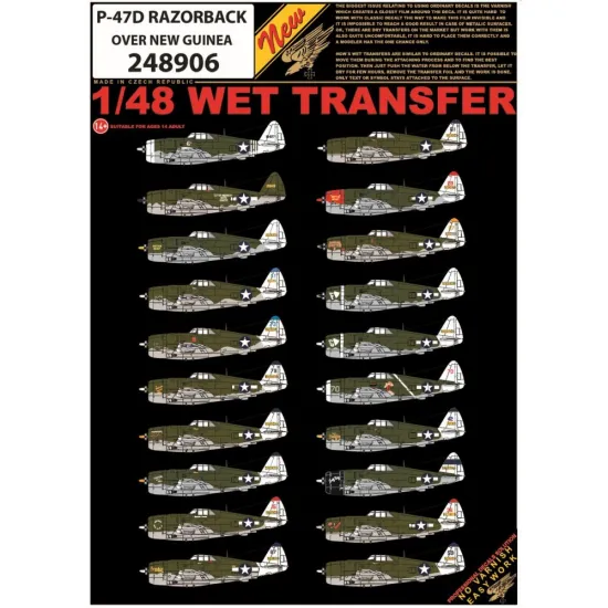 Hgw 248906 1/48 P-47 D Razorback Over New Guinea Wet Decal