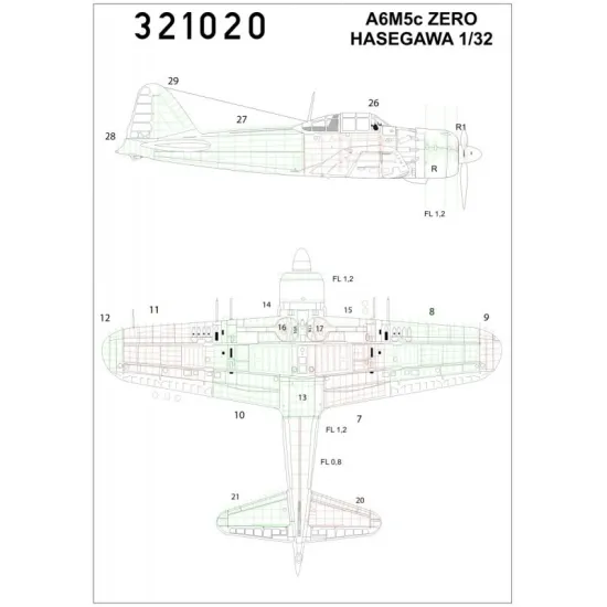 Hgw 321020 1/32 Riveting Sets For Mitsubishi A6m5c Zero For Hasegawa
