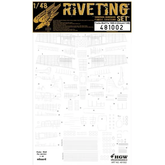 Hgw 481002 1/48 Fw 190d-9 Riveting Set And Fabric Covering
