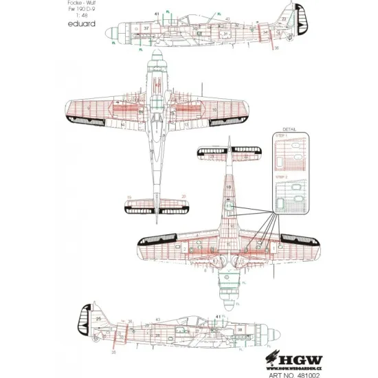 Hgw 481002 1/48 Fw 190d-9 Riveting Set And Fabric Covering