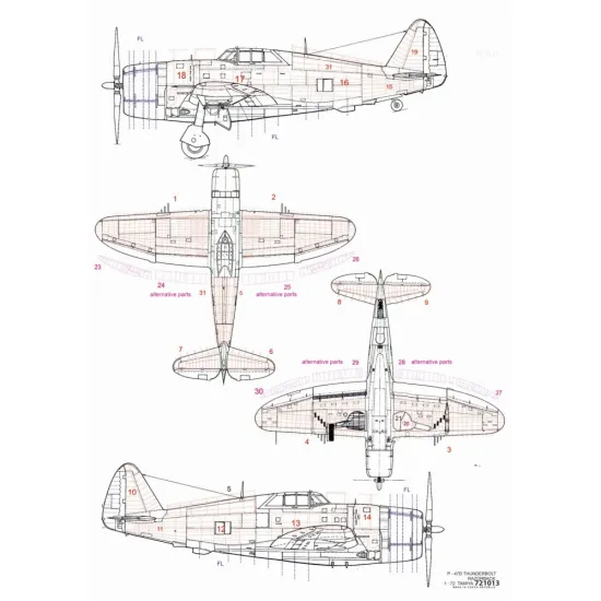 Hgw 721013 1/72 P-47d Thunderbolt Razorback Riveting Set For Tamiya