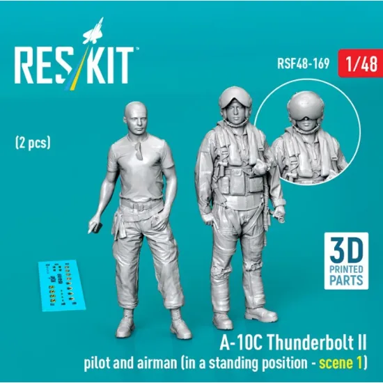 Reskit Rsf48-0169 1/48 A-10c Thunderbolt Ii Pilot And Airman In A Standing Position Scene 1 2 Pcs 3d Printed