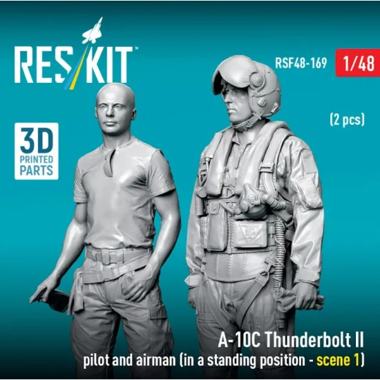 Reskit Rsf48-0169 1/48 A-10c Thunderbolt Ii Pilot And Airman In A Standing Position Scene 1 2 Pcs 3d Printed
