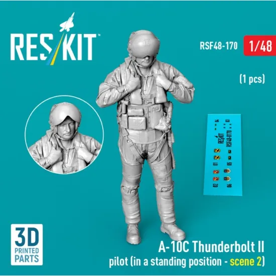 Reskit Rsf48-0170 1/48 A-10c Thunderbolt Ii Pilot In A Standing Position - Scene 2 1pcs 3d Printed