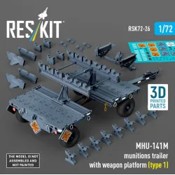 Reskit Rsk72-0026 1/72 Mhu-141m Munitions Trailer With Weapon Platform Type 1 3d Printed Model Kit