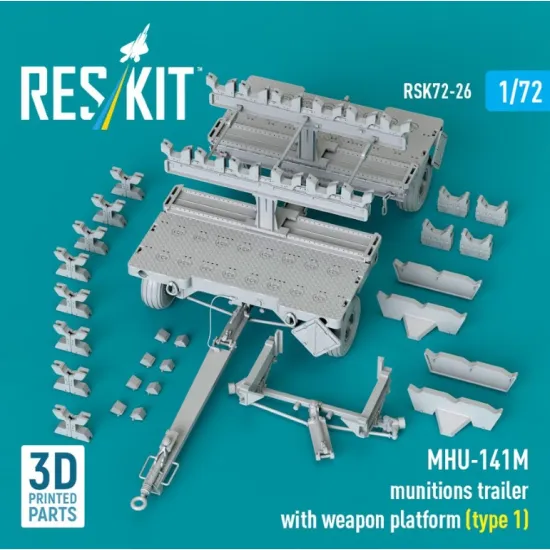 Reskit Rsk72-0026 1/72 Mhu-141m Munitions Trailer With Weapon Platform Type 1 3d Printed Model Kit