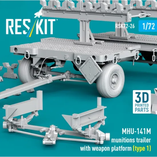 Reskit Rsk72-0026 1/72 Mhu-141m Munitions Trailer With Weapon Platform Type 1 3d Printed Model Kit