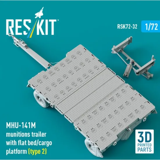 Reskit Rsk72-0032 1/72 Mhu-141m Munitions Trailer With Flat Bed/Cargo Platform Type 2 3d Printed Model Kit