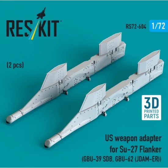 Reskit Rs72-0604 1/72 Us Weapon Adapter For Su-27 Flanker 2 Pcs Gbu-39 Sdb Gbu-62 Jdam-er 3d Printed