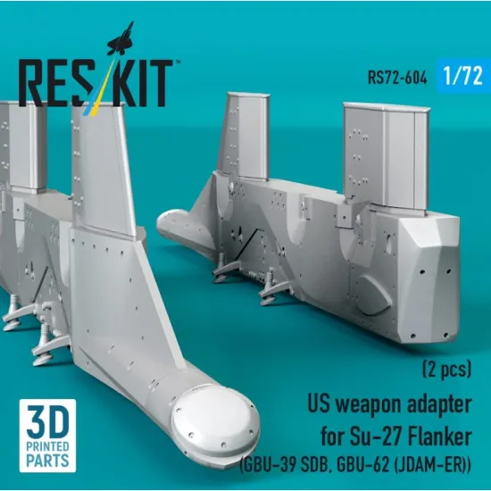 Reskit Rs72-0604 1/72 Us Weapon Adapter For Su-27 Flanker 2 Pcs Gbu-39 Sdb Gbu-62 Jdam-er 3d Printed