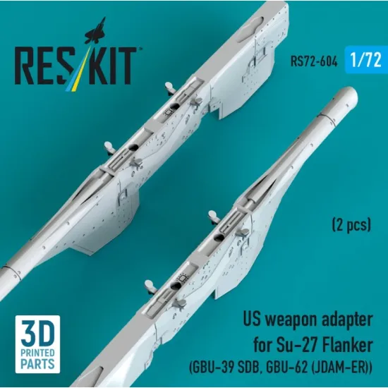 Reskit Rs72-0604 1/72 Us Weapon Adapter For Su-27 Flanker 2 Pcs Gbu-39 Sdb Gbu-62 Jdam-er 3d Printed