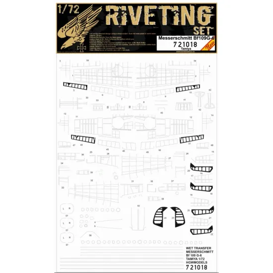 Hgw 721018 1/72 Messerschmitt Bf109g-6 Riveting Set For Tamiya