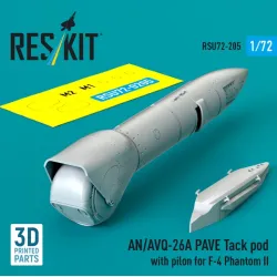 Reskit Rsu72-0205 1/72 An/Avq-26a Pave Tack Pod With Pilon For F-4 Phantom Ii 3d Printed