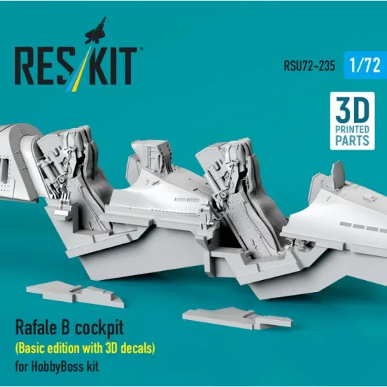 Reskit Rsu72-0235 1/72 Rafale B Cockpit Basic Edition With 3d Decals For Hobbyboss Kit 3d Printed