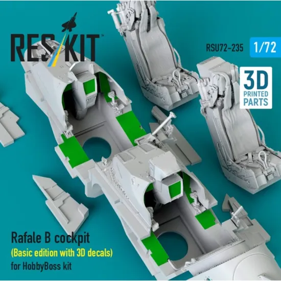 Reskit Rsu72-0235 1/72 Rafale B Cockpit Basic Edition With 3d Decals For Hobbyboss Kit 3d Printed
