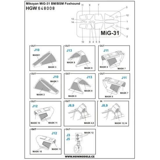 Hgw 648008 1/48 Masks For Mig-31 Bm/Bsm For Amk