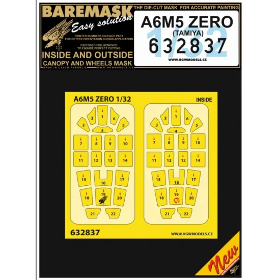 Hgw 632837 1/32 Masks For A6m5 Zero For Tamiya