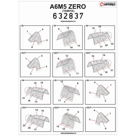 Hgw 632837 1/32 Masks For A6m5 Zero For Tamiya