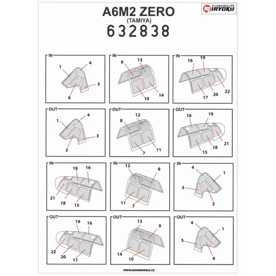 Hgw 632838 1/32 Masks For A6m2 Zero For Tamiya