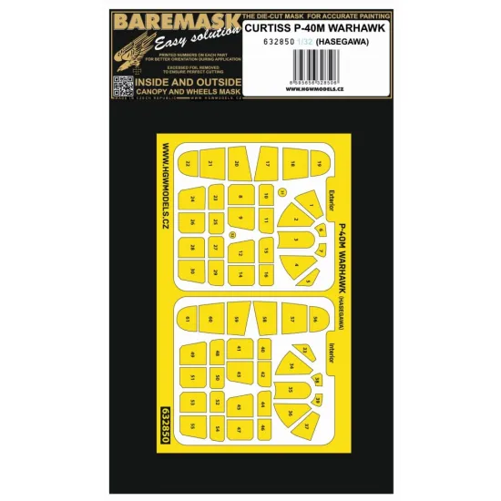 Hgw 632850 1/32 Masks For Curtiss P-40m Warhawk For Hasegawa