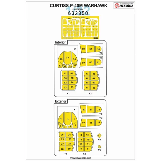 Hgw 632850 1/32 Masks For Curtiss P-40m Warhawk For Hasegawa