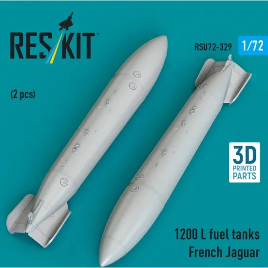 Reskit Rsu72-0329 1/72 1200 L Fuel Tanks French Jaguar 2 Pcs 3d Printed